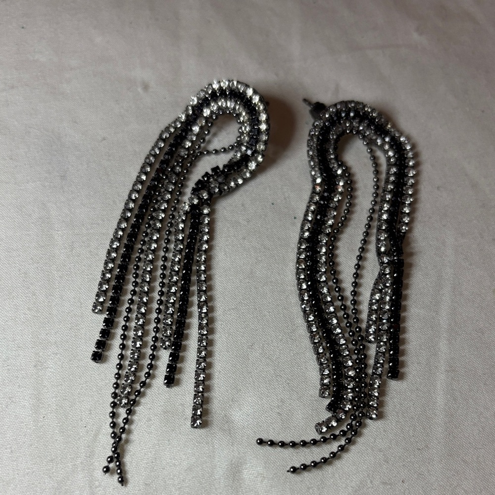 Elegant Silver and Black Dangle Earrings